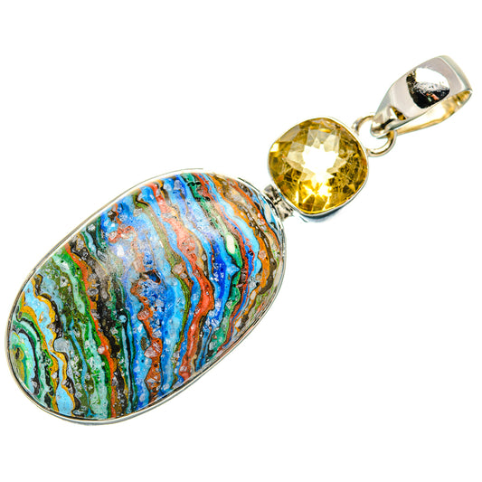 Rainbow Calsilica, Citrine Pendants handcrafted by Ana Silver Co - PD36247 - Photo 2