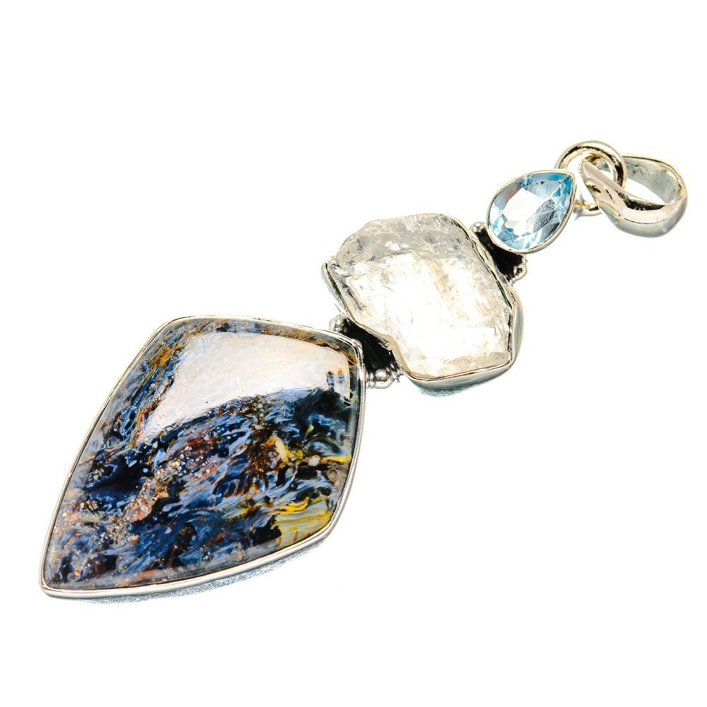 Pietersite, Rainbow Moonstone, Blue Topaz Pendants handcrafted by Ana Silver Co - PD36249 - Photo 2