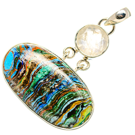 Rainbow Calsilica, Rainbow Moonstone Pendants handcrafted by Ana Silver Co - PD36250 - Photo 2