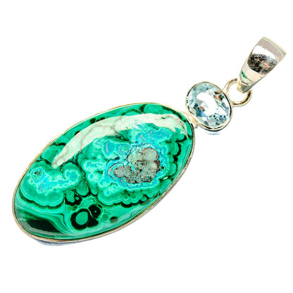 Malachite In Chrysocolla, Blue Topaz Pendants handcrafted by Ana Silver Co - PD36255 - Photo 2
