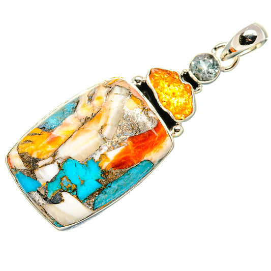 Spiny Oyster Turquoise, Citrine, White Quartz Pendants handcrafted by Ana Silver Co - PD36274 - Photo 2
