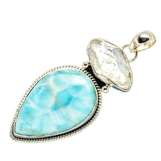 Larimar, Herkimer Diamond Pendants handcrafted by Ana Silver Co - PD36279 - Photo 2