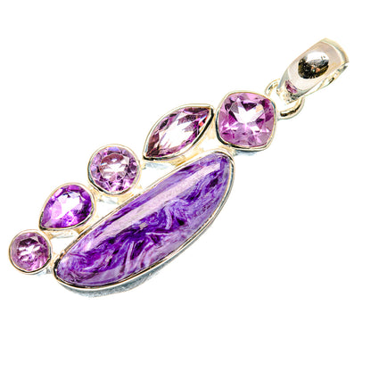 Charoite, Amethyst Pendants handcrafted by Ana Silver Co - PD36383 - Photo 2
