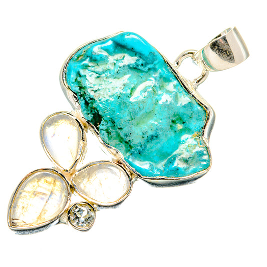 Turquoise, Rainbow Moonstone, White Quartz Pendants handcrafted by Ana Silver Co - PD36387 - Photo 2