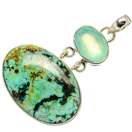 African Turquoise Jasper, Aqua Chalcedony Pendants handcrafted by Ana Silver Co - PD36393 - Photo 2