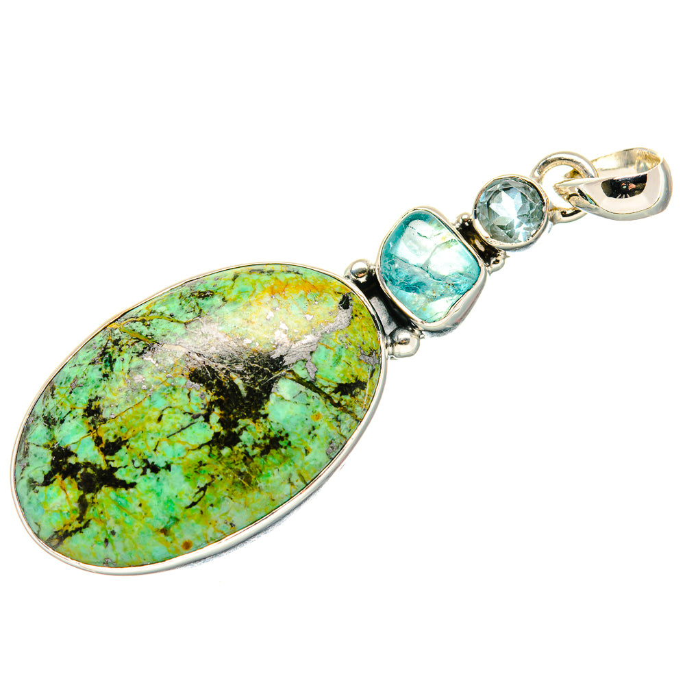 African Turquoise Jasper, Apatite, Blue Topaz Pendants handcrafted by Ana Silver Co - PD36405 - Photo 2