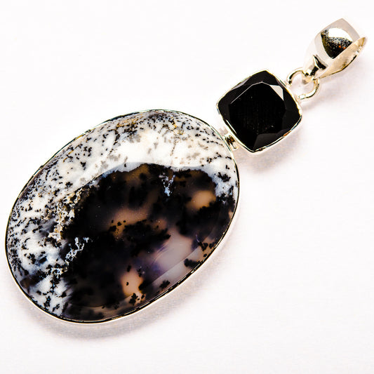 Dendritic Opal, Black Onyx Pendants handcrafted by Ana Silver Co - PD36414 - Photo 2