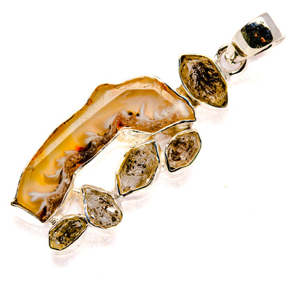 Occo Geode, Herkimer Diamond Pendants handcrafted by Ana Silver Co - PD36429 - Photo 2