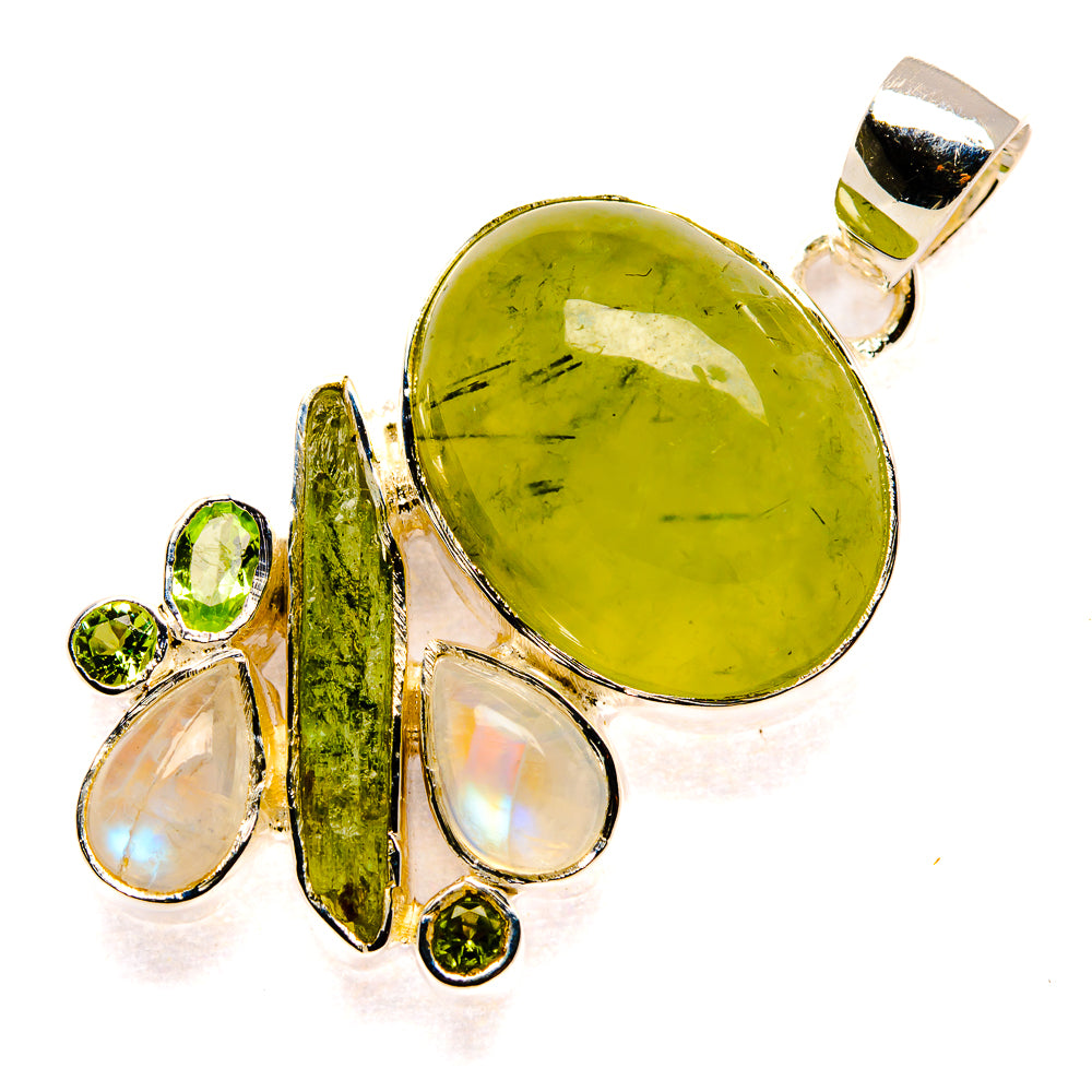 Prehnite, Peridot, Rainbow Moonstone Pendants handcrafted by Ana Silver Co - PD36438 - Photo 2