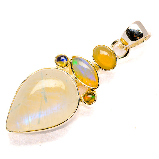 Rainbow Moonstone, Ethiopian Opal Pendants handcrafted by Ana Silver Co - PD36441 - Photo 2