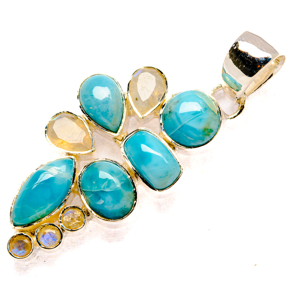Larimar, Rainbow Moonstone Pendants handcrafted by Ana Silver Co - PD36447 - Photo 2