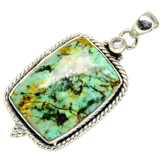 African Turquoise Jasper, White Quartz Pendants handcrafted by Ana Silver Co - PD36473 - Photo 2