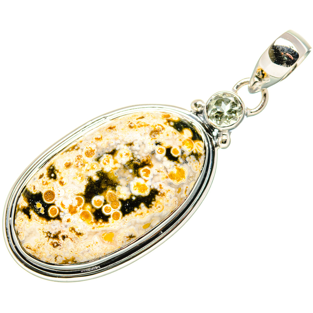 Ocean Jasper, White Quartz Pendants handcrafted by Ana Silver Co - PD36474 - Photo 2