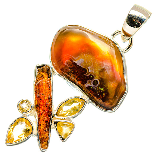Mexican Fire Agate Pendants handcrafted by Ana Silver Co - PD36572 - Photo 2