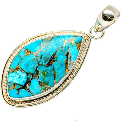 Blue Copper Composite Turquoise Pendants handcrafted by Ana Silver Co - PD36607 - Photo 2