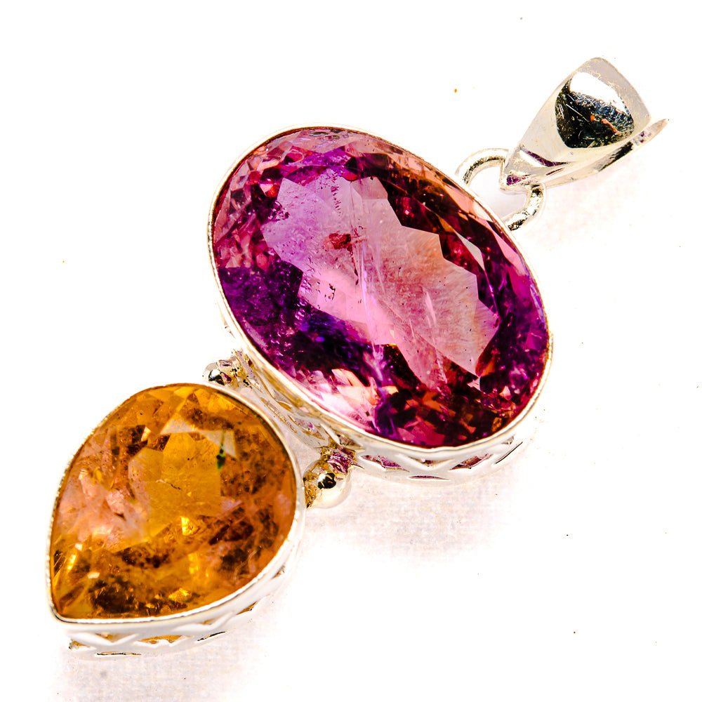 Sterling silver pendant with oval faceted pink and golden ametrine stones