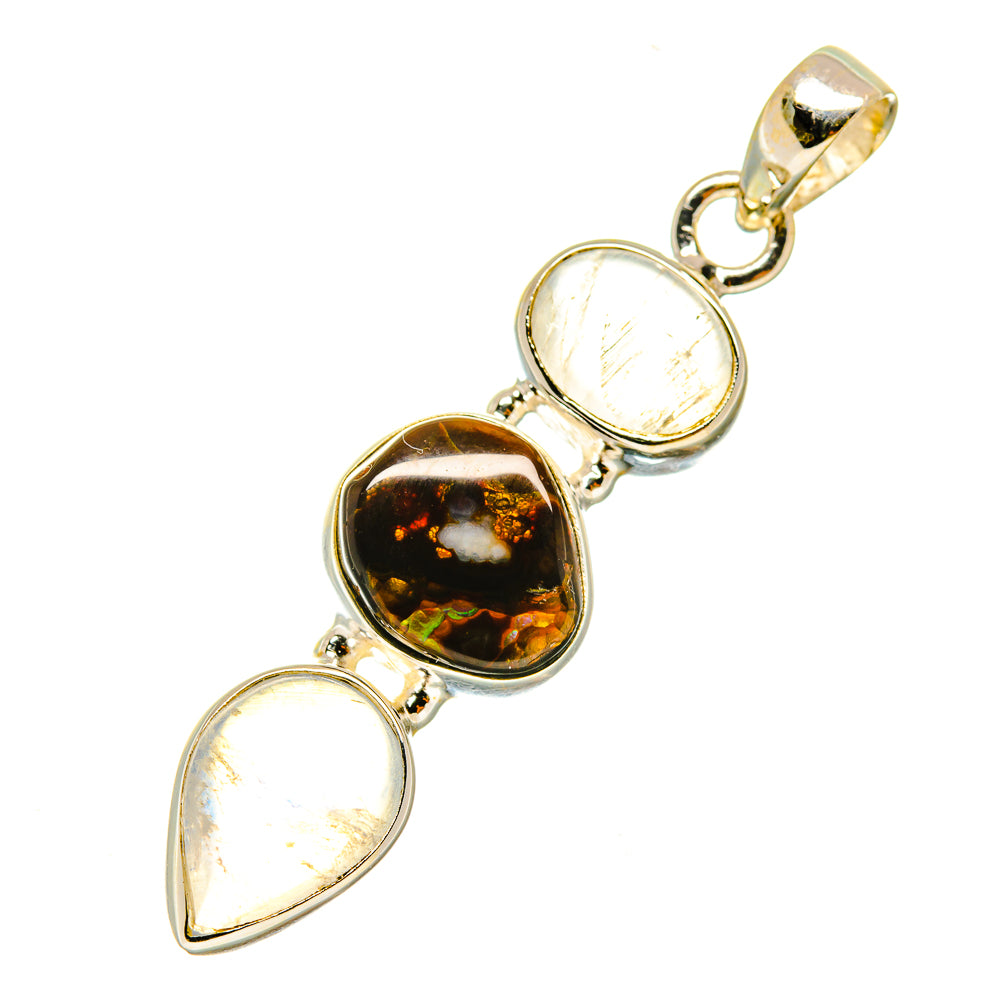Mexican Fire Agate Pendants handcrafted by Ana Silver Co - PD3747
