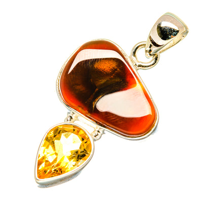 Mexican Fire Agate Pendants handcrafted by Ana Silver Co - PD3761