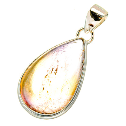 Citrine teardrop pendant with 925 sterling silver bail and bezel setting