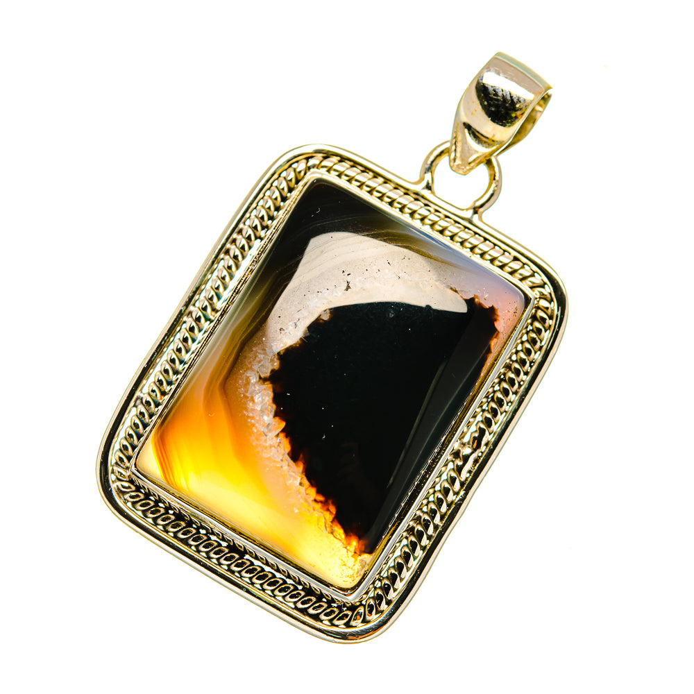 Black Botswana Agate Pendants handcrafted by Ana Silver Co - PD3838