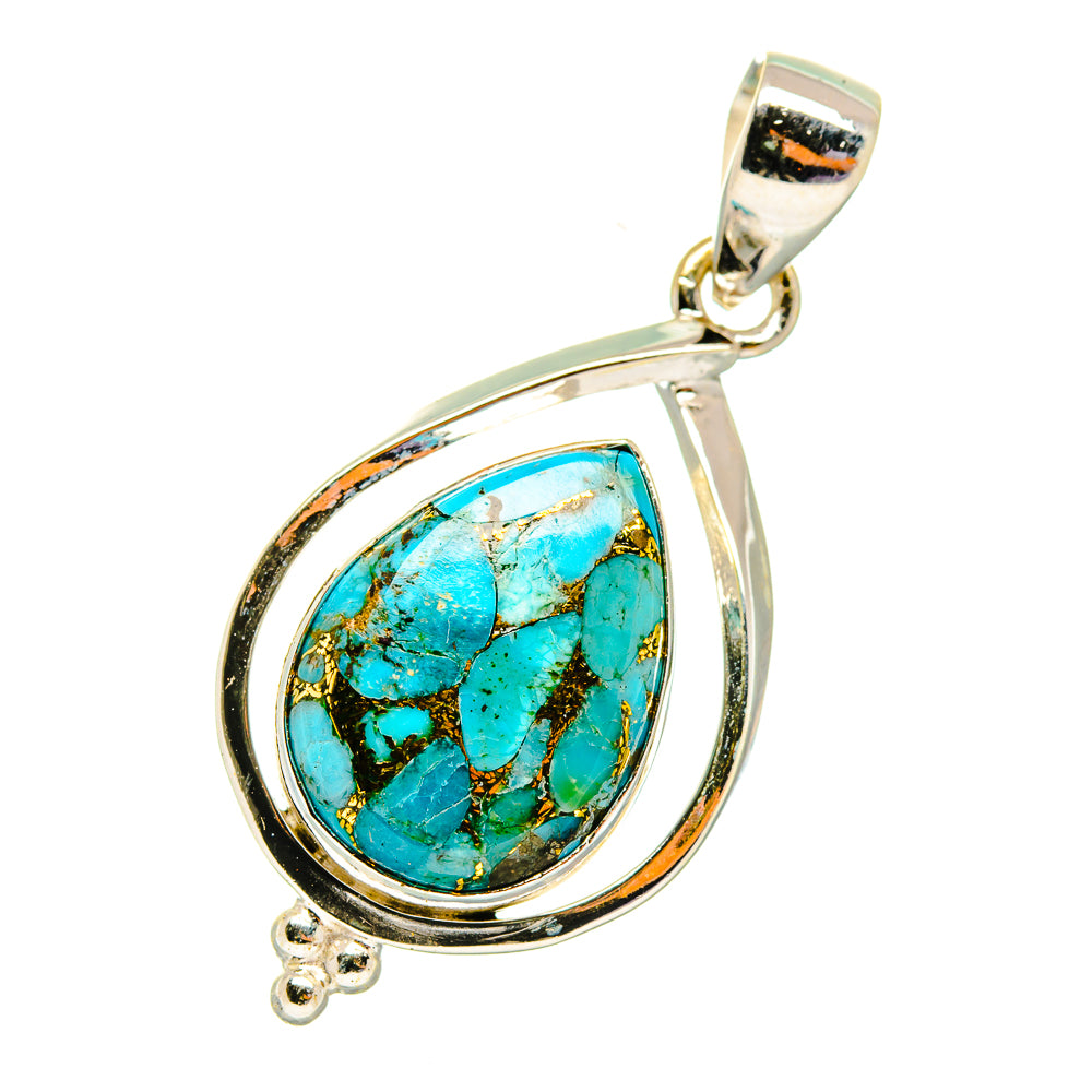 Blue Copper  Composite Turquoise Pendants handcrafted by Ana Silver Co - PD3928