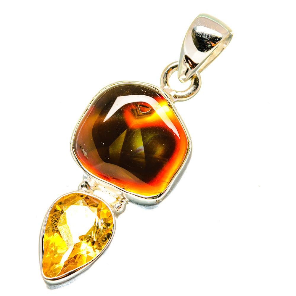 Mexican Fire Agate Pendants handcrafted by Ana Silver Co - PD3963
