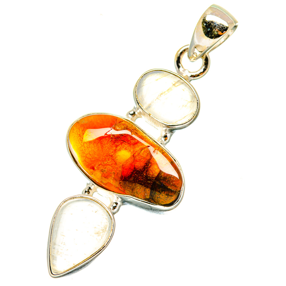 Mexican Fire Agate Pendants handcrafted by Ana Silver Co - PD3966