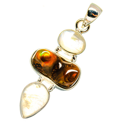 Mexican Fire Agate Pendants handcrafted by Ana Silver Co - PD3968