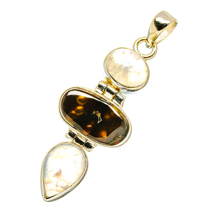 Mexican Fire Agate Pendants handcrafted by Ana Silver Co - PD4020