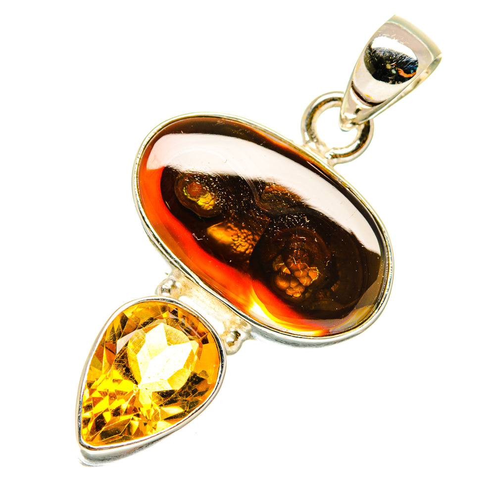 Mexican Fire Agate Pendants handcrafted by Ana Silver Co - PD4024