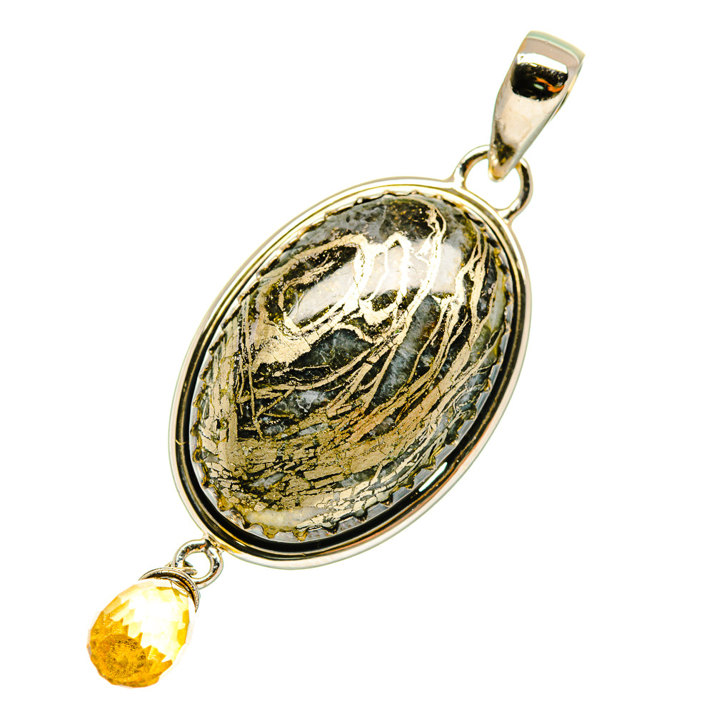 Pyrite Agate Pendants handcrafted by Ana Silver Co - PD4221