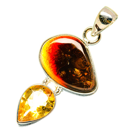 Mexican Fire Agate Pendants handcrafted by Ana Silver Co - PD4236
