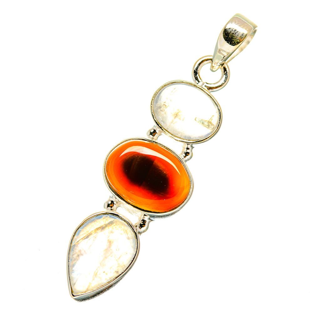 Mexican Fire Agate Pendants handcrafted by Ana Silver Co - PD4237