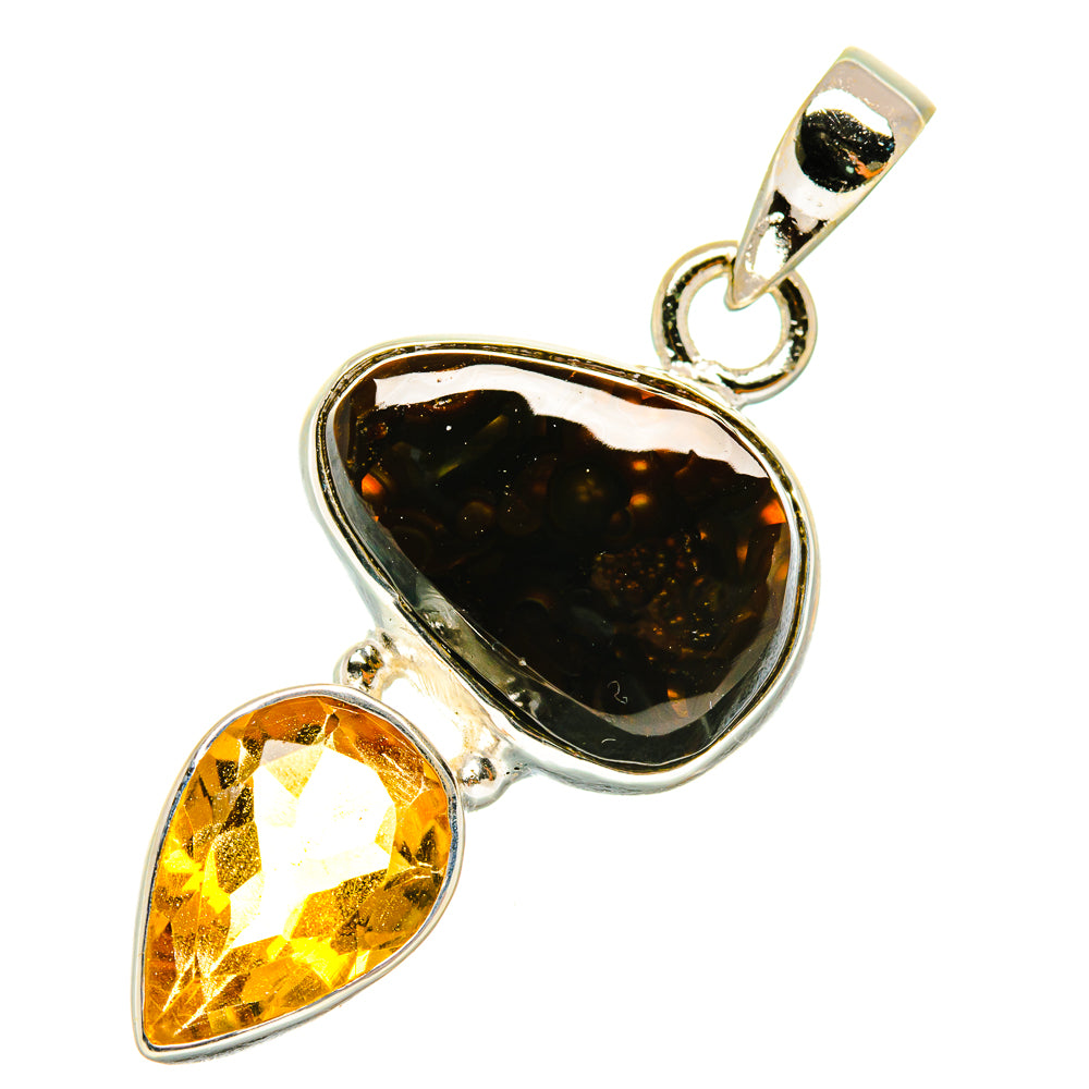 Mexican Fire Agate Pendants handcrafted by Ana Silver Co - PD4239
