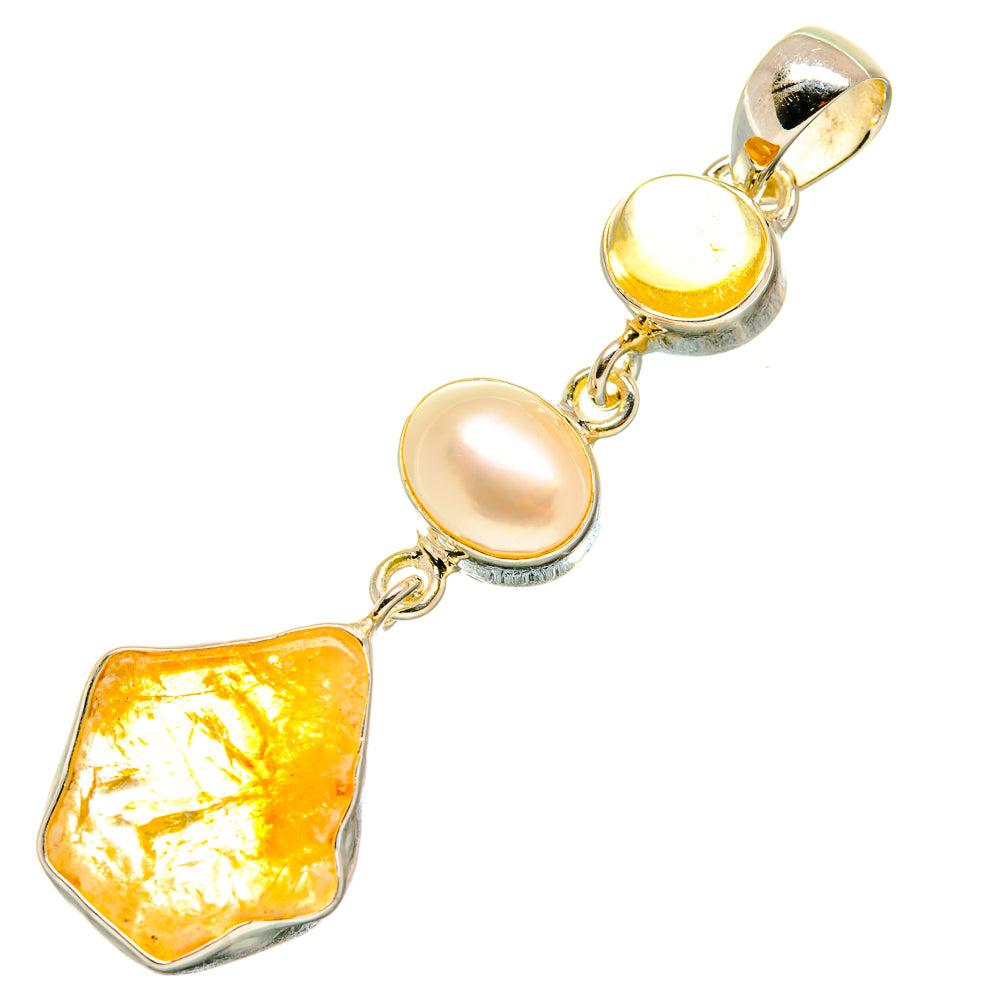 Citrine, Cultured Pearl Pendants handcrafted by Ana Silver Co - PD4318