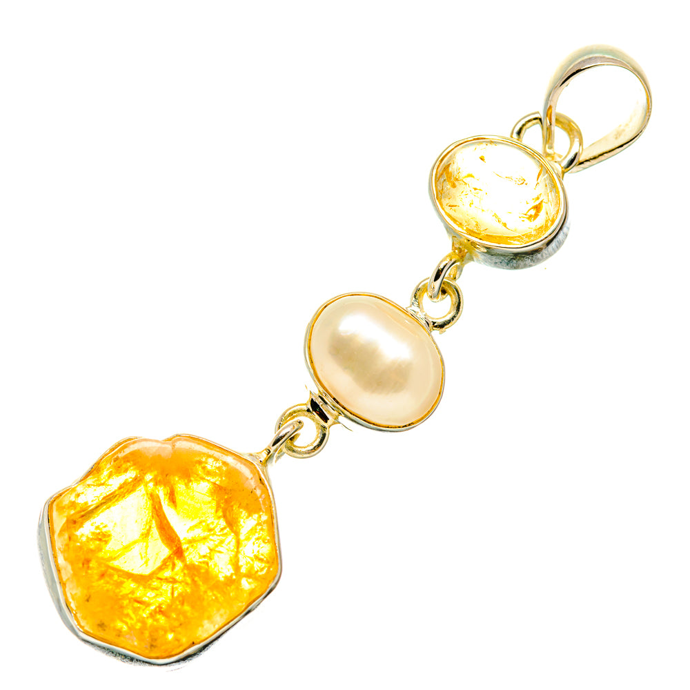 Citrine, Cultured Pearl Pendants handcrafted by Ana Silver Co - PD4319