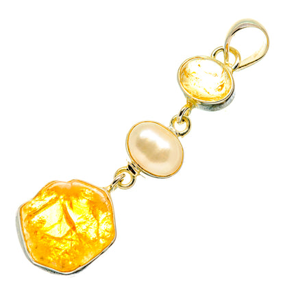 Citrine, Cultured Pearl Pendants handcrafted by Ana Silver Co - PD4319