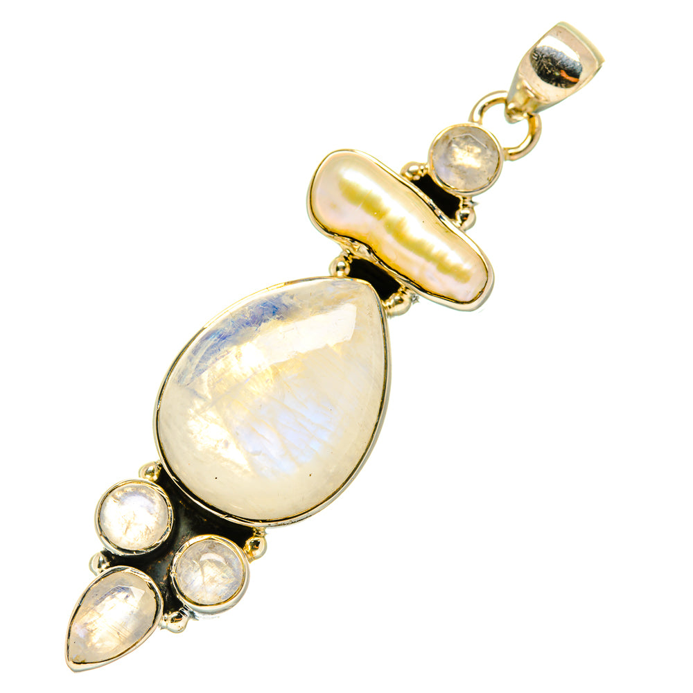 Rainbow Moonstone, Mother Of Pearl Pendants handcrafted by Ana Silver Co - PD4323
