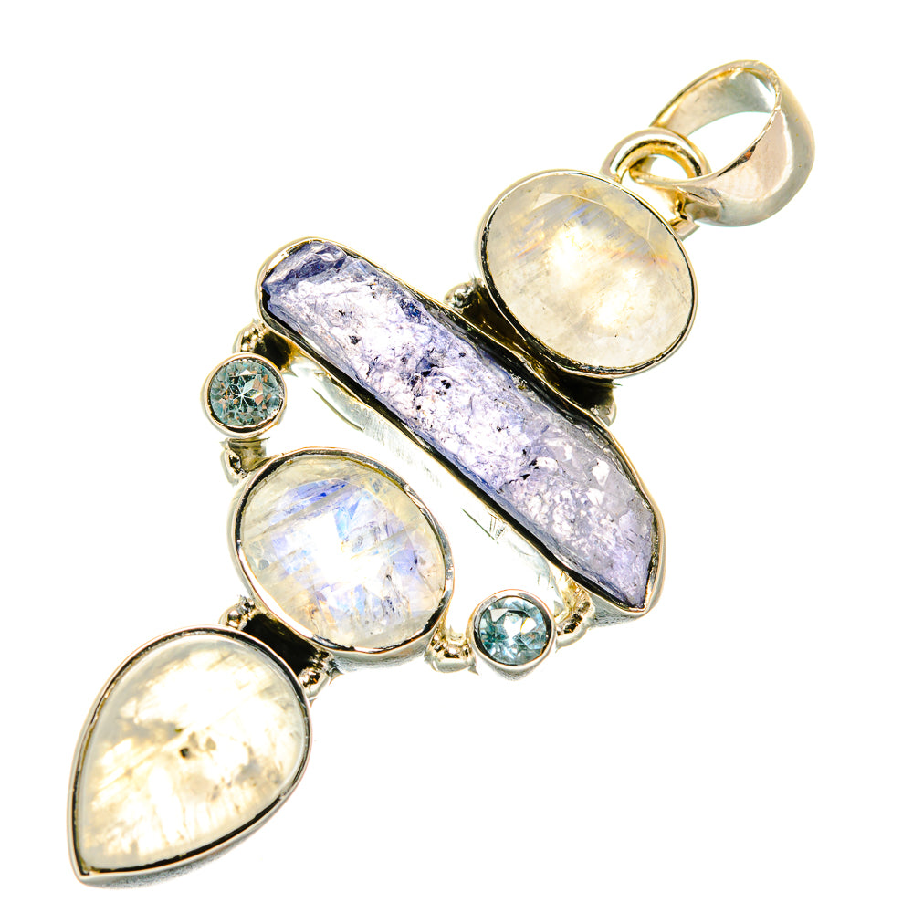 Tanzanite, Rainbow Moonstone, Blue Topaz Pendants handcrafted by Ana Silver Co - PD4324