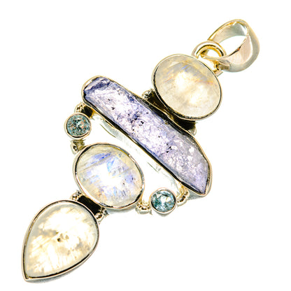 Tanzanite, Rainbow Moonstone, Blue Topaz Pendants handcrafted by Ana Silver Co - PD4324