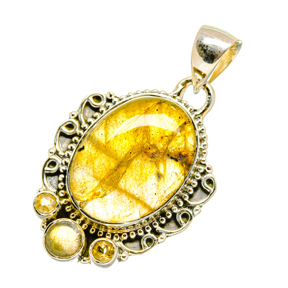 Labradorite, Citrine Pendants handcrafted by Ana Silver Co - PD4326
