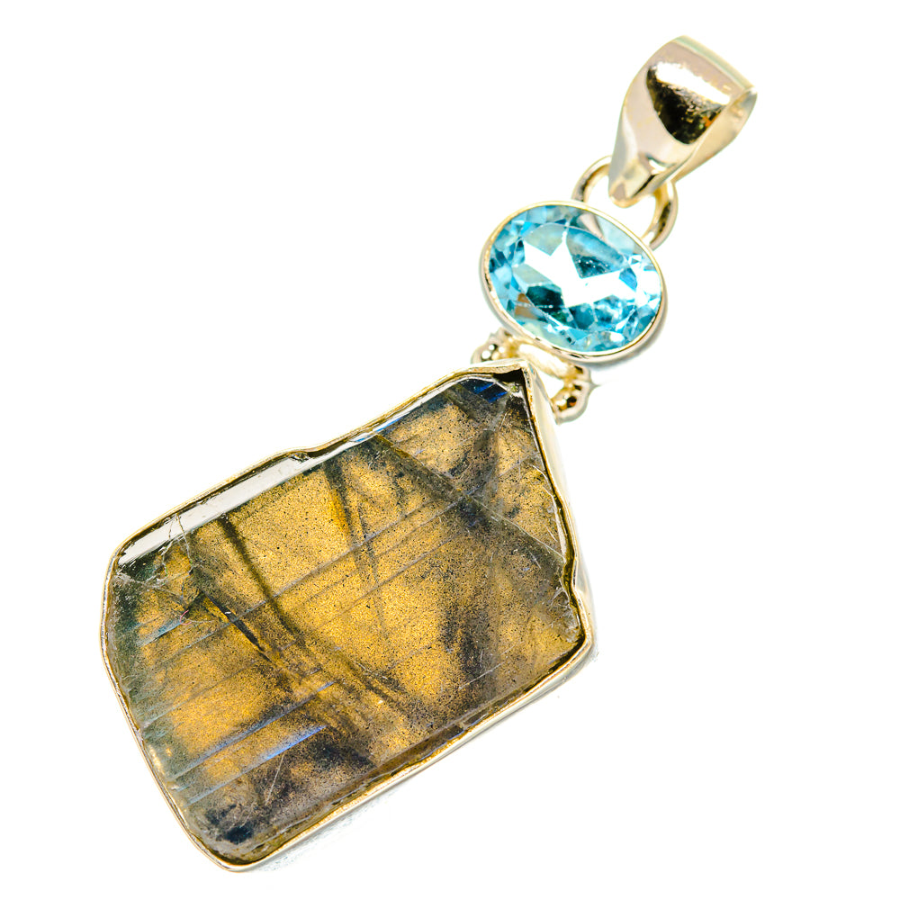 Labradorite, Blue Topaz Pendants handcrafted by Ana Silver Co - PD4331