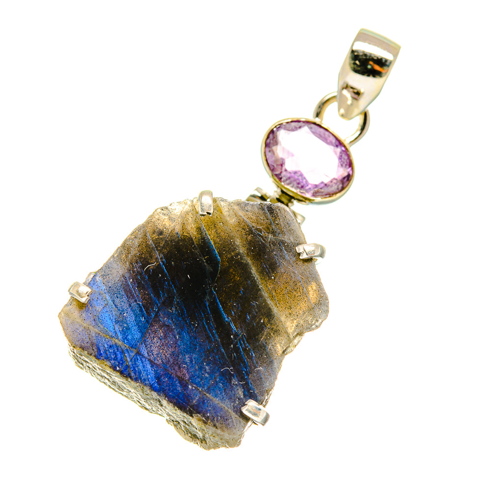 Labradorite, Amethyst Pendants handcrafted by Ana Silver Co - PD4333