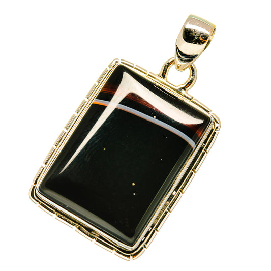 Black Banded Agate Pendants handcrafted by Ana Silver Co - PD4377