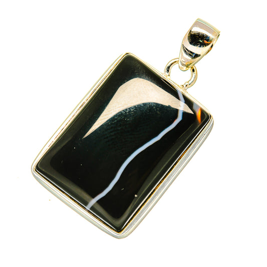 Black Banded Agate Pendants handcrafted by Ana Silver Co - PD4378