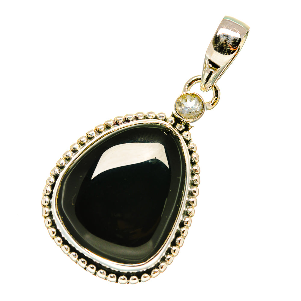 Black Onyx, White Quartz Pendants handcrafted by Ana Silver Co - PD4379