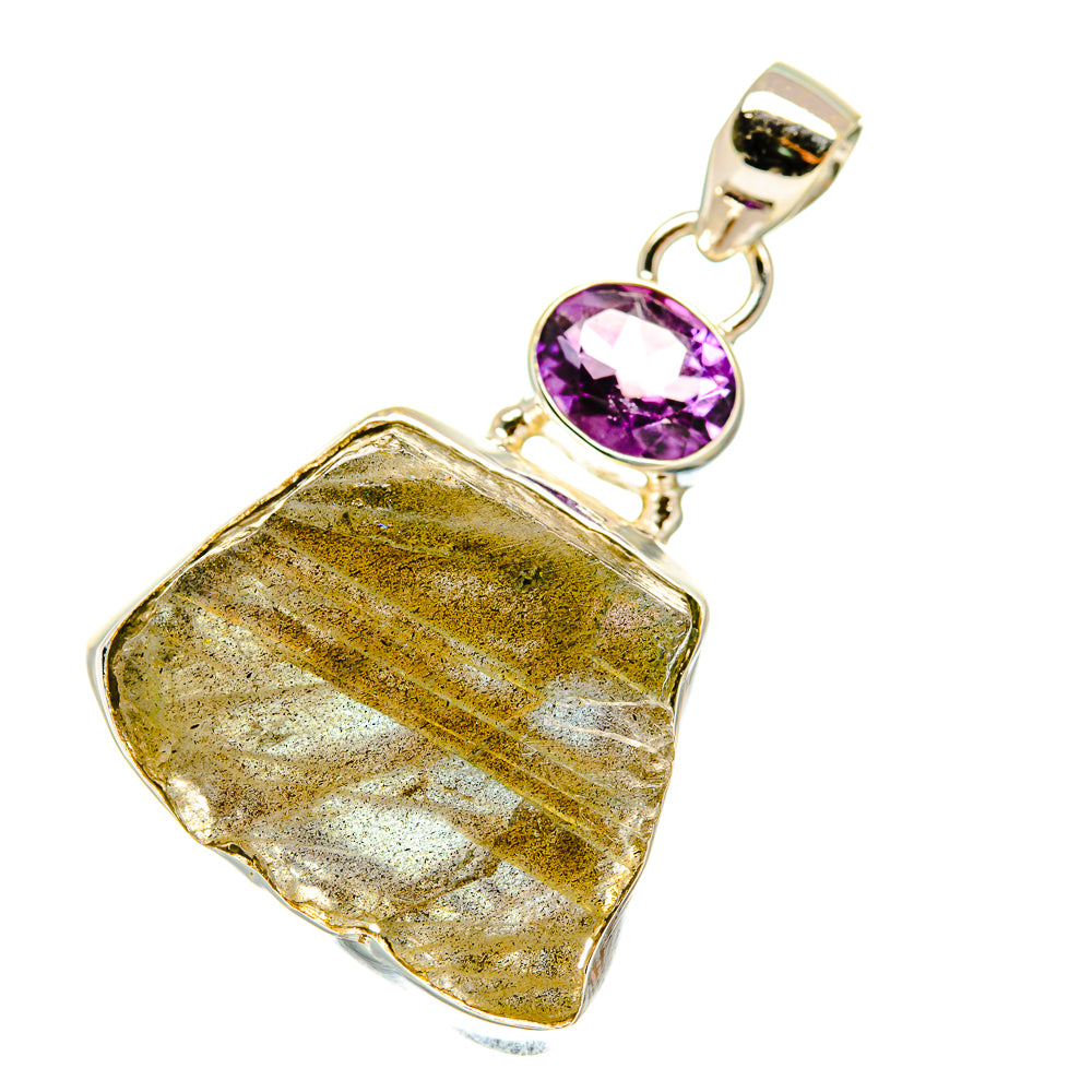 Labradorite, Amethyst Pendants handcrafted by Ana Silver Co - PD4398