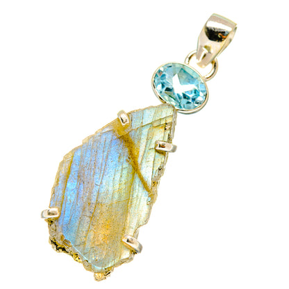 Labradorite, Blue Topaz Pendants handcrafted by Ana Silver Co - PD4403