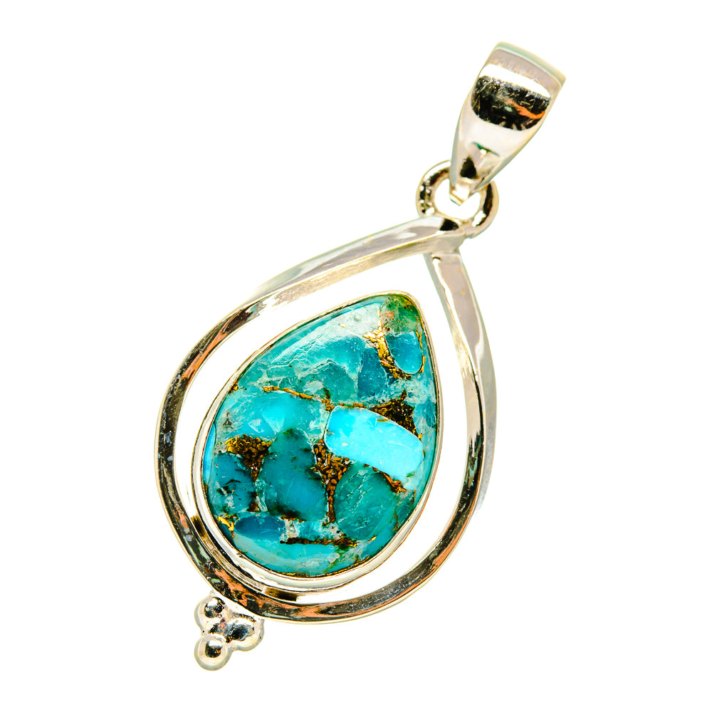 Blue Copper Composite Turquoise Pendants handcrafted by Ana Silver Co - PD4435