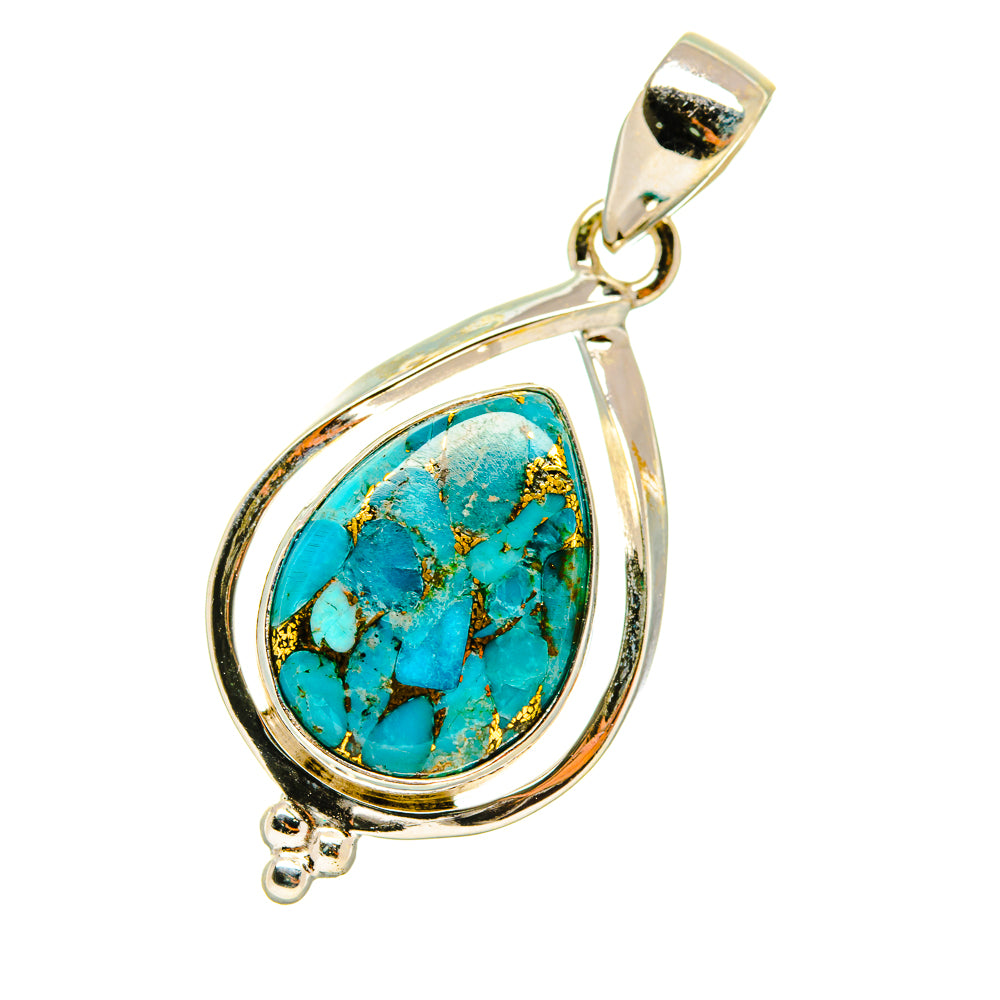 Blue Copper Composite Turquoise Pendants handcrafted by Ana Silver Co - PD4436